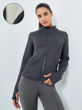 Styli Active Fleece Dual Contour Seam Zip Up Jacket