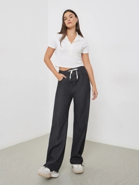Styli Women Grey Wide Leg Jeans