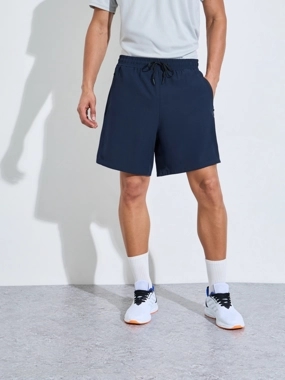 Styli Active Men Navy Paneled Zipper Pocket Active Shorts