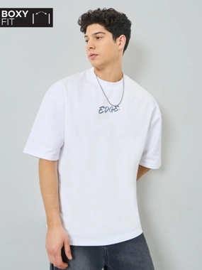 Styli Men White Graphic Print Crew Neck T-Shirt