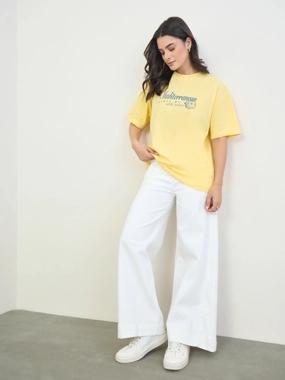 Styli White Wide Leg High Rise Jeans