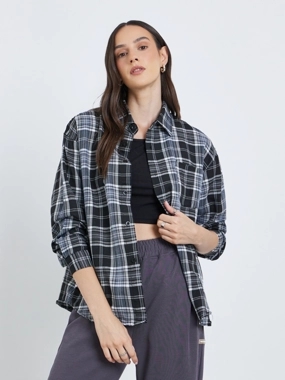 Styli Checked Buttoned Shirt with Chest Pocket