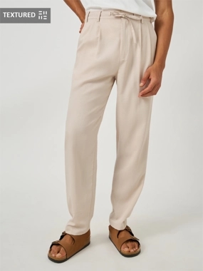Styli Textured Pleated Tapered Fit Trousers
