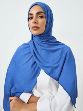 Take Two Blue Solid Jersey Stretch Hijab