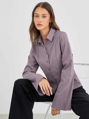 Styli Regular Fit Flared Sleeves Buttoned Shirt