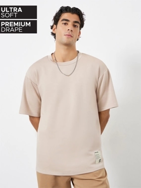 Styli Men Oversized Soft Heavy Jersey T-Shirt with Badge