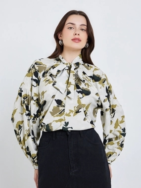 Styli Oversized fit drop shoulder blouse in digital print
