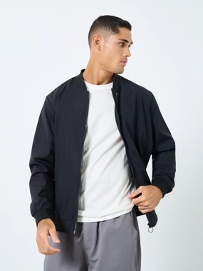 Take Two Men Black Solid Bomber Jacket