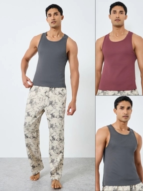 Styli Unwind Pack of 2 - Men Cotton Ribbed Vest