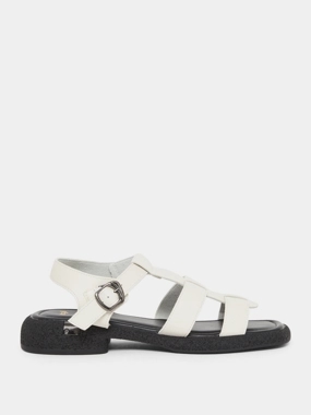 Styli White Buckle Ankle Strap Sandals