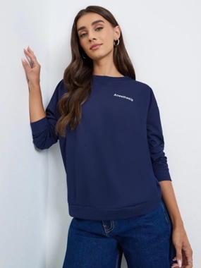 Styli Slogan Crew Neck Long Sleeve T-Shirt