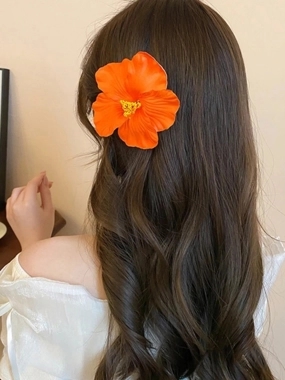 Take Two Pack of 2 - Orange Hibiscus Hair Clip