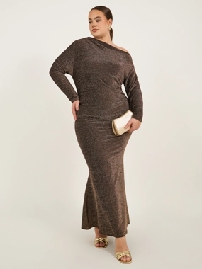 Styli Plus Size One Shoulder Neck Mermaid Hem Maxi Dress