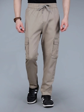 Fort Collins Men Solid Cargo Pants with Drawstring