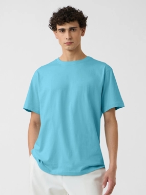 The Souled Store Men Blue Relaxed Fit Cotton T-Shirt