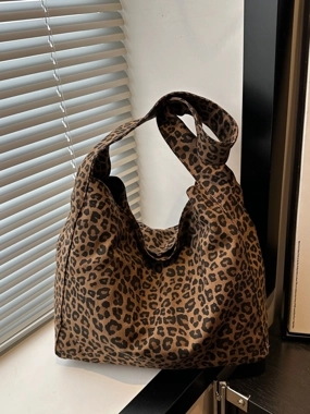 Take Two Coffee Brown Leopard Print Shoulder Bag