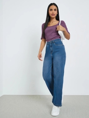Styli Blue Straight Leg Low Fade Jeans