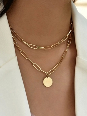 Take Two Gold Chain Necklace with Round Pendant
