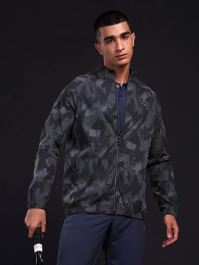Technosport Men Printed Mock Neck Slim Fit Jacket with TS FLEXI