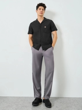 Take Two Men Charcoal Gray Slant Pocket Straight Leg Pants