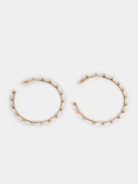 Styli Gold Tone Hoop Earrings with Pearl Accents
