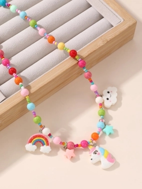 Take Two Beaded Necklace with Rainbow Charms