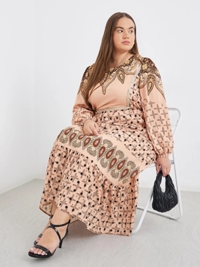 Styli Print Long Sleeves A-Line Maxi Dress