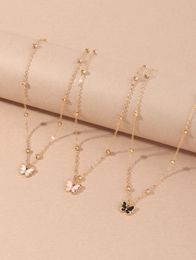 Take Two Set of 3 - Butterfly Pendant Necklace