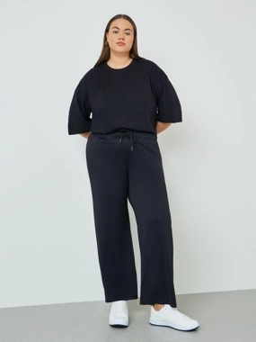 Styli Plus Size Black Wide Leg Joggers