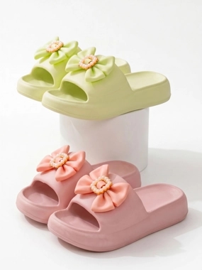 Take Two Pink Bow Slip-On Slippers