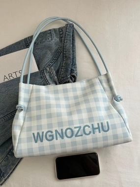 Take Two Blue Gingham Shoulder Bag