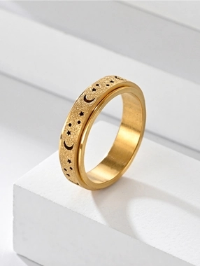 Take Two Star and Moon Stainless Steel Ring