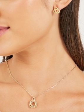 Styli Infinity Pendant Necklace and Stud Earrings Set