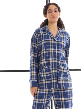 Sassafras Cotton Checked Lounge Shirt and Pants Set