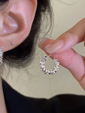 Take Two Embellished Half Hoop Earrings