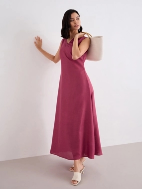 Styli Blue Solid Sleeveless A-Line Maxi Dress