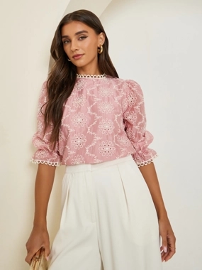 Styli Women Light Pink Embroidered Blouse