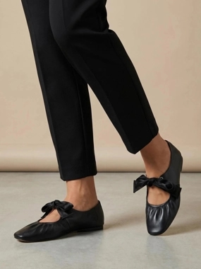 Styli Bow Trim Ballerina Shoes