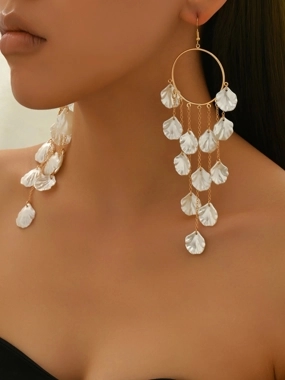 Take Two Shell Tassel Hoop Earrings