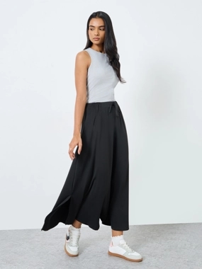 Take Two Solid A-Line Maxi Skirt with Side Slit