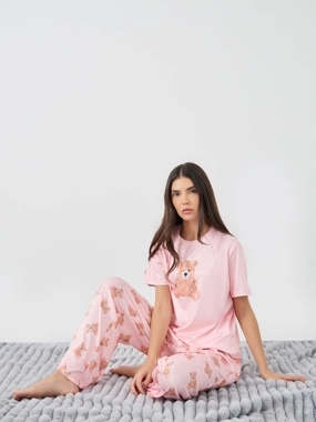 Take Two Bear Graphic Print T-Shirt and Pyjama Set