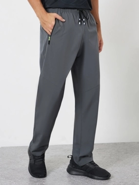 Styli Active Men Solid Relaxed Track Pant with Contrast Zipper