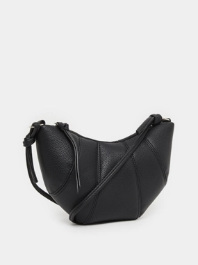 Styli Black Plain Shoulder Bag with Zip Closure