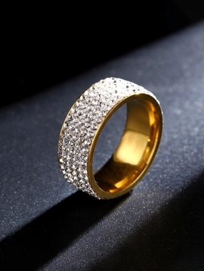 Take Two Golden Band Ring with Crystal Accents