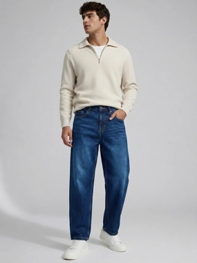 Styli Men Blue Relaxed Fit Acid wash Jeans