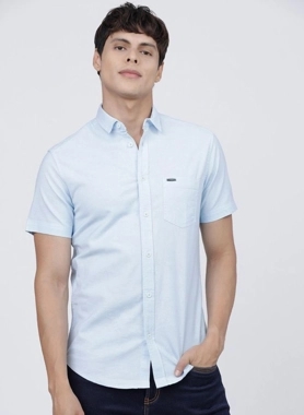The Indian Garage Co Men Light Blue Slim Fit Casual Shirt