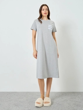 Styli Unwind Women Striped Pocket T-Shirt Dress