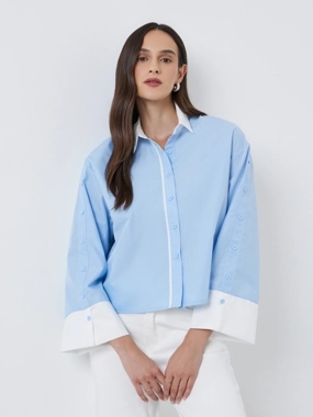 Styli Contrast Collar and Cuff Buttoned Shirt