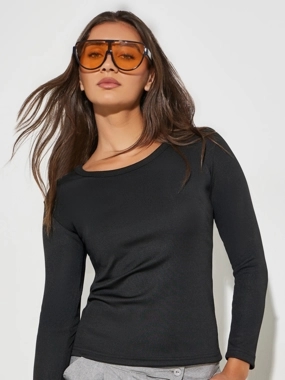 Styli Black Round Neck Ribbed Knit Top