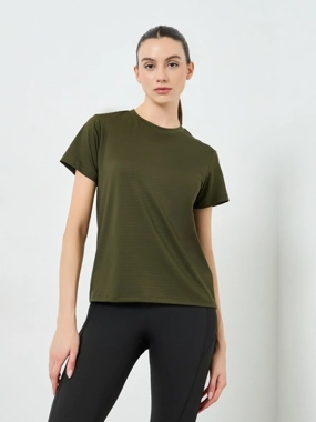 Styli Active Textured Basic Short Sleeve Top